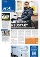 Der beeindruckende Weg eines jungen Mannes, der nach einem Arbeitsunfall querschnittsgelähmt ist und sich mit viel Kraft ins Leben und die Arbeit zurück gekämpft hat. Zehn Gründe, warum Deutschlands Straßen sicherer werden müssen, ist Thema dieser Ausgabe. Warum es so wichtig ist, einen Fahrradhelm zu tragen, weiß jeder, der schon einmal einen Sturz erlebt hat. profi appelliert an alle Helmmuffel, umzudenken. Anschlagen oder zurren ist eine wichtige Frage bei der Ladungssicherheit. Fünf praktische Sicherheitstipps helfen, Ladung sicher zu verstauen.