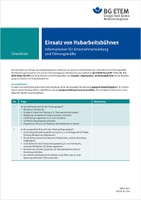 Neue Checklisten und Betriebsanweisungen für den sicheren Umgang mit Hubarbeitsbühnen Werden Hubarbeitsbühnen nicht sicherheitsgerecht eingesetzt, kann das zu schweren Unfällen führen. Mit neuen Infomedien bietet die BG ETEM Hilfestellung für den sicheren Umgang mit Hubarbeitsbühnen.