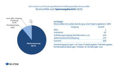 Stromunfälle nach Stromart